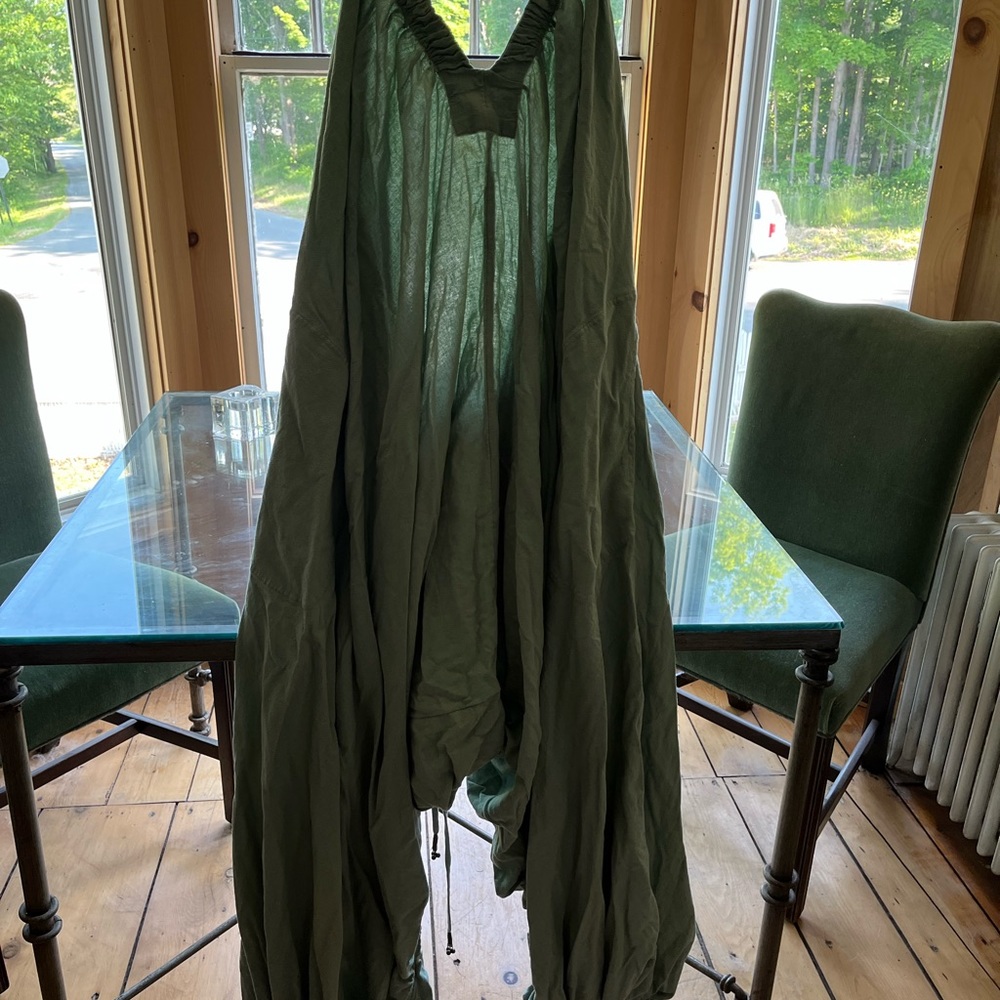 Anthropology fern green jumpsuit